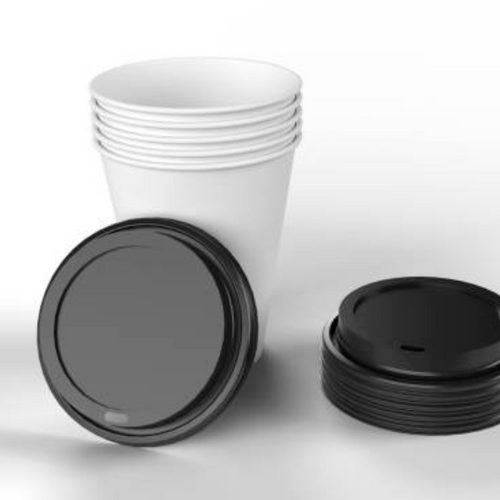 Foam Cup Lids In Black | 25pc