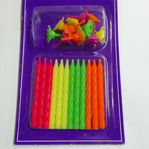 Neon Birthday Candles & Holders | 24pc