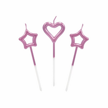 Load image into Gallery viewer, Heart &amp; Stars Candles | 3pc | Various Colours