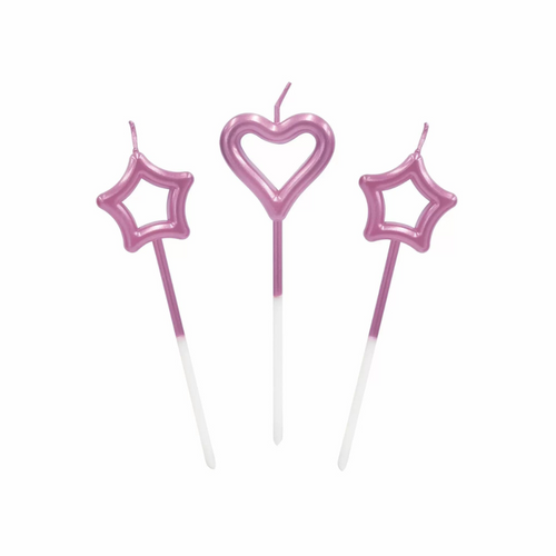 Heart & Stars Candles | 3pc | Various Colours