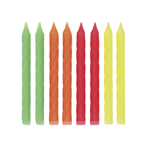 Neon Birthday Candles & Holders | 24pc