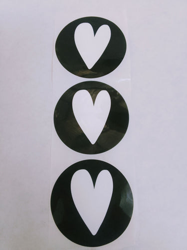 Black & White Heart Stickers | Round