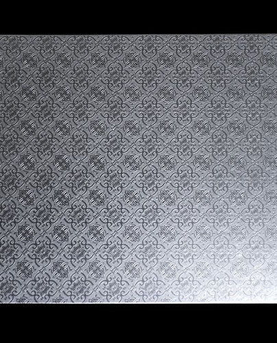 (SQUARE) Pressed Cake Boards (Embossed) Silver