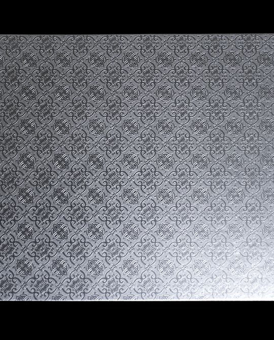 (SQUARE) Pressed Cake Boards (Embossed) Silver