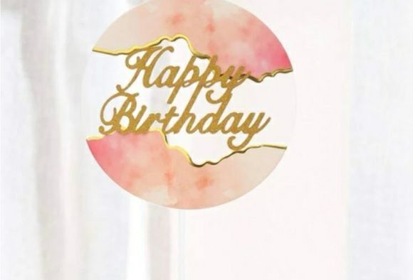 Cake Topper Happy Birthday pink