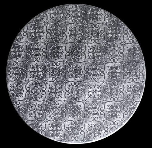 ( ROUND) Pressed Cake Boards (Embossed) Silver