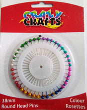 Load image into Gallery viewer, Round head pins/Colour Rosettes
