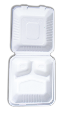 (1.2L3C)Clamshell Take-Out Container - Biodegradable [3 Comp]