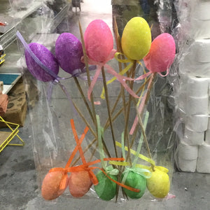 Foam Medium Eggs on Stick (10 Pcs)